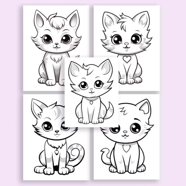 Cat Coloring Pages for Kids 3 to 10 Years